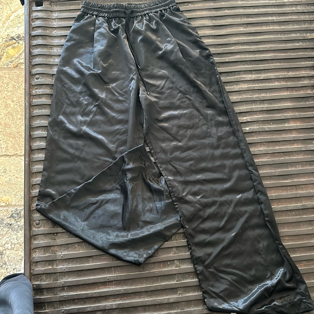 Black silk pants